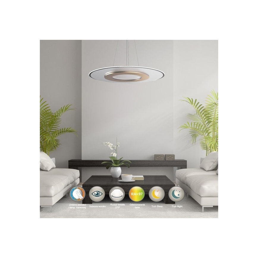 LED  Dimmbare Hängeleuchte SHAPY mit Fernbedienung 1xLED/39W/230V