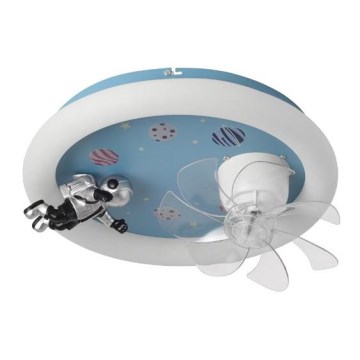 LED dimmbare Kinder-Deckenleuchte mit Ventilator LED/48W/230V 3000/4000/6000K Ø 50 cm blau + Fernbedienung