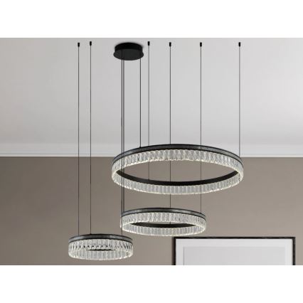 LED-dimmbarer Kristall-Kronleuchter an Stahlseil THALIA LED/120W/230V 3000-6000K + Fernbedienung