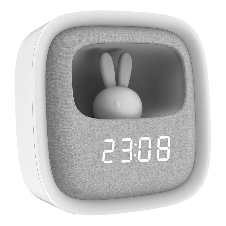 LED dimmbare Nachtlampe mit Wecker BUNNY LED/1,2W/5V 3000K