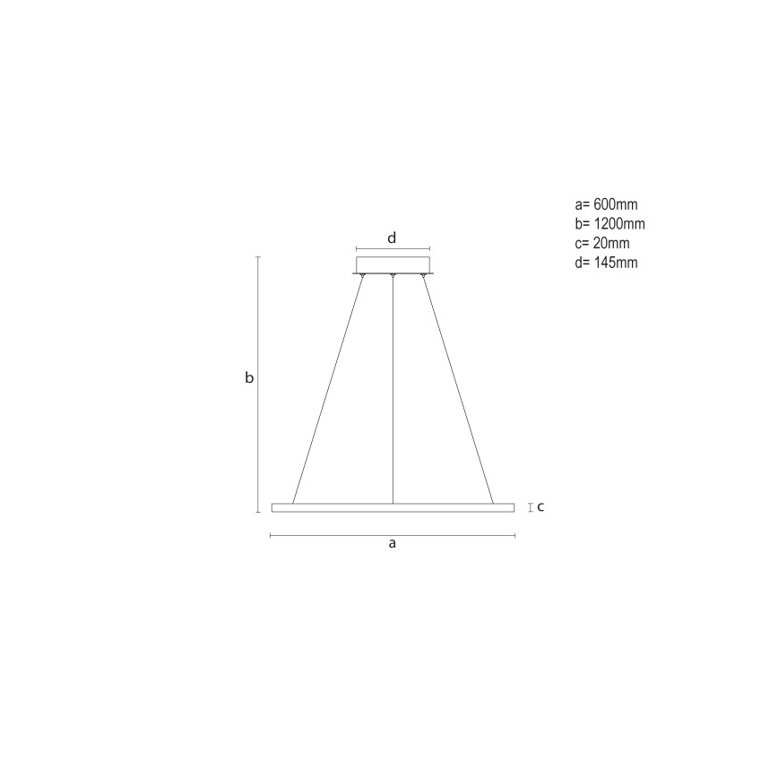 Dimmbare LED-Pendelleuchte mit Drahtseilaufhängung, 32 W, 230 V, 3000–6500 K, Ø 60 cm + Fernbedienung