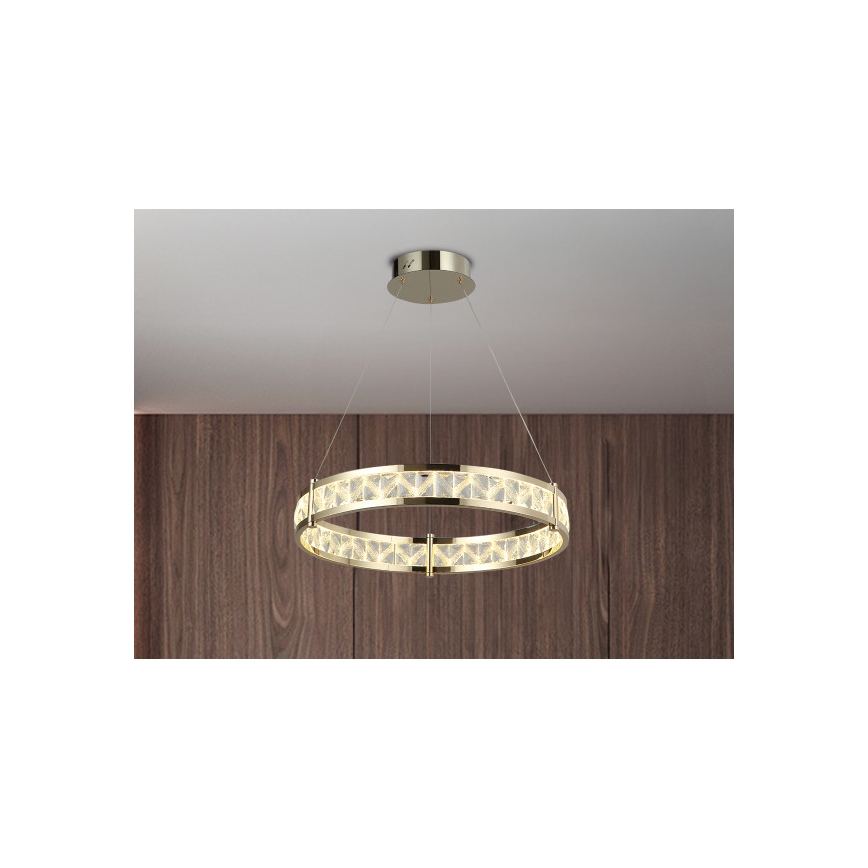 Dimmbare LED-Kristall-Pendelleuchte an Kabel ENRIQUE LED/40W//230V 3000-6000K Ø 60 cm + Fernbedienung