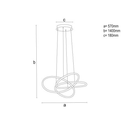 LED-dimmbare Pendelleuchte an Seil LED/95W/230V 3000-6500K Ø 57 cm + Fernbedienung