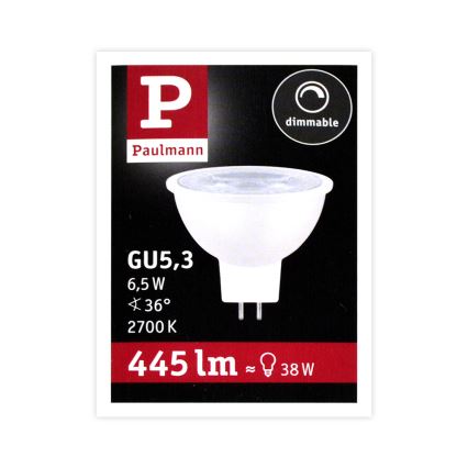 LED dimmbare Reflektor- Glühlbirne GU5,3/6,5W/12V 2700K - Paulmann 28758