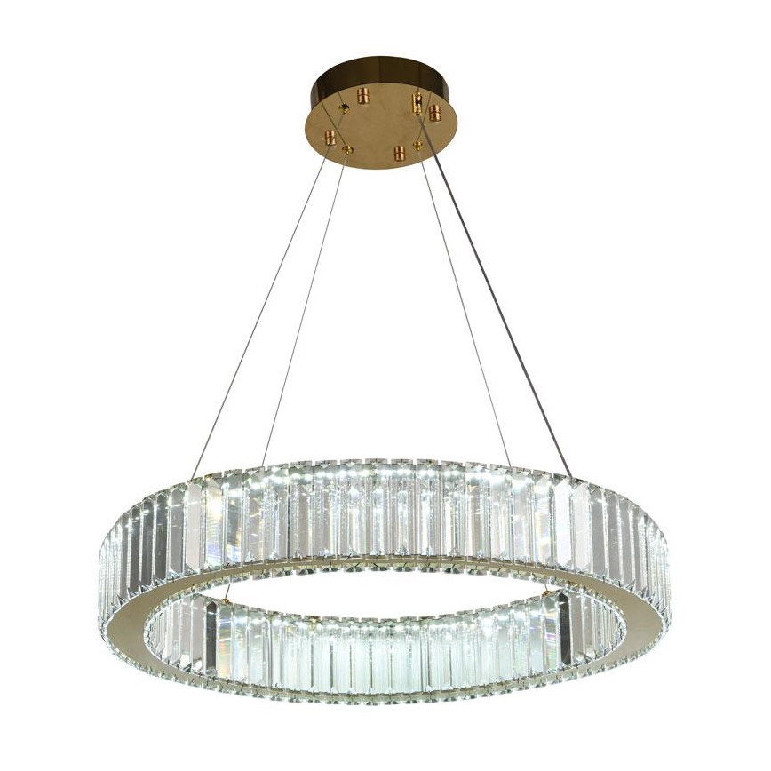 LED dimmbarer Kristall-Pendelleuchter an Seil LED/40W/230V 3000-6500K Chrom/Gold + Fernbedienung