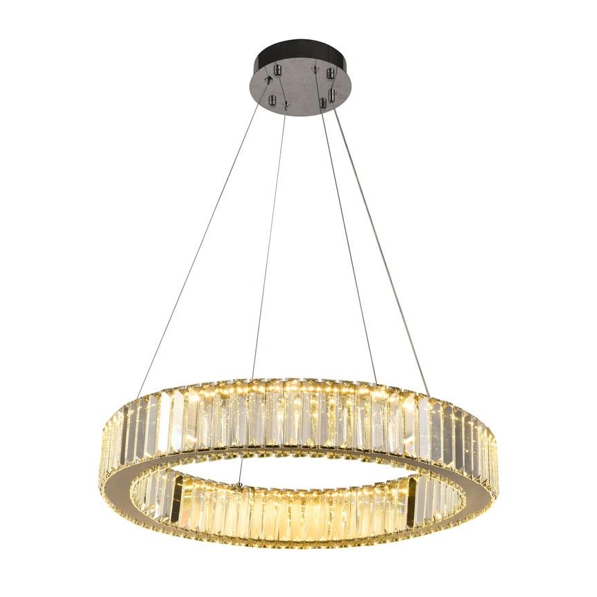 LED dimmbarer Kristall-Kronleuchter an Kabel LED/40W/230V 3000-6500K glänzender Chrom + Fernbedienung