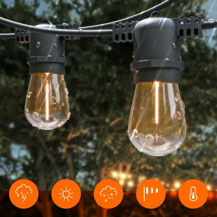 Dimmbare LED-Solar-Dekorations-Lichterkette 20xE27/0,3W/3/5V USB 2400 mAh 20,62 m IP65 schwarz + Fernbedienung
