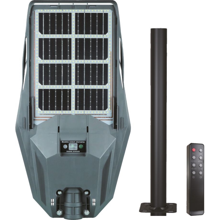 LED Dimmbare Solar-Straßenleuchte mit Bewegungs- und Dämmerungssensor KERS LED/300W/3,2V 6500K 8000 mAh IP65 grau + Fernbedienung