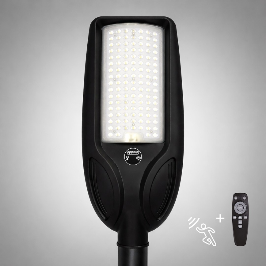 LED-dimmbare Solar-Straßenlampe mit Sensor VENICE LED/100W/3,2V 6000 mAh IP65 schwarz + Fernbedienung