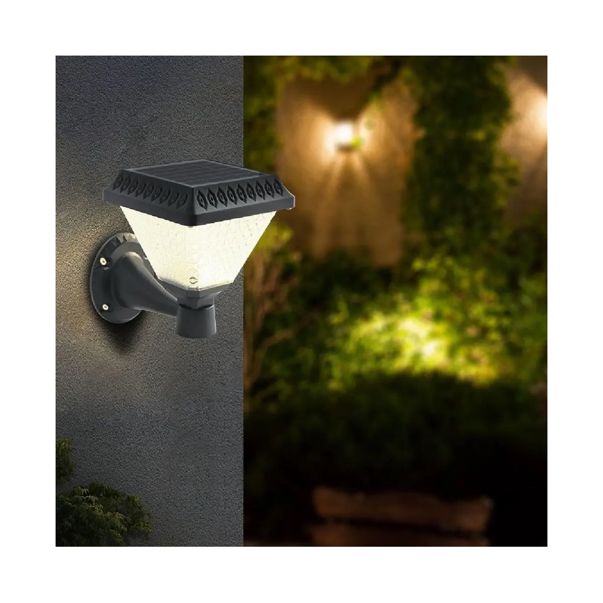 LED Dimmbare Solar-Wandleuchte LED/0,8W/5,5V 3000/4000/6400K IP44 + Fernbedienung