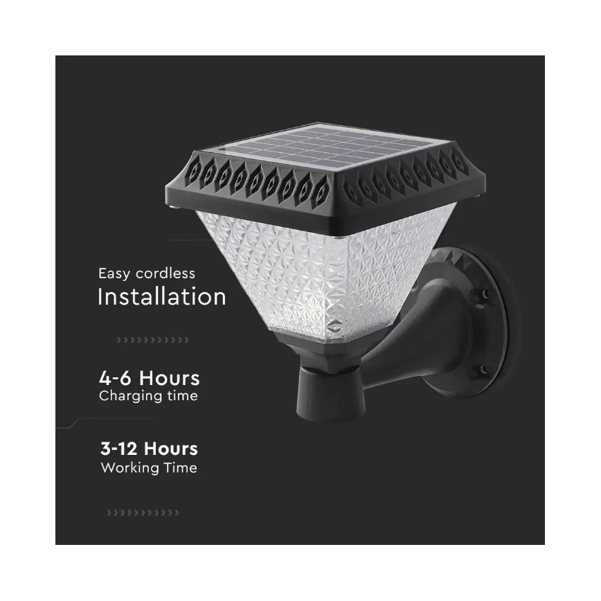 LED Dimmbare Solar-Wandleuchte LED/0,8W/5,5V 3000/4000/6400K IP44 + Fernbedienung