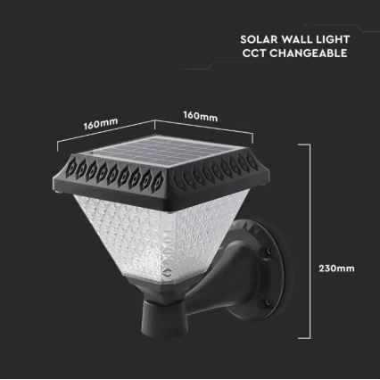 LED Dimmbare Solar-Wandleuchte LED/0,8W/5,5V 3000/4000/6400K IP44 + Fernbedienung