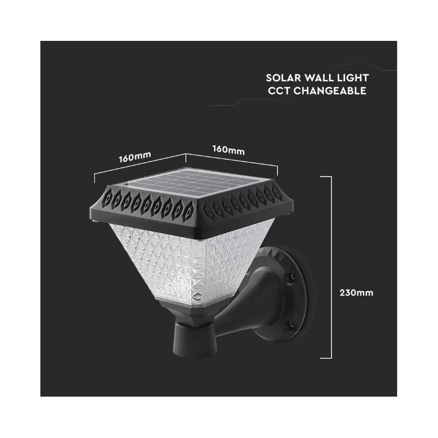 LED Dimmbare Solar-Wandleuchte LED/0,8W/5,5V 3000/4000/6400K IP44 + Fernbedienung