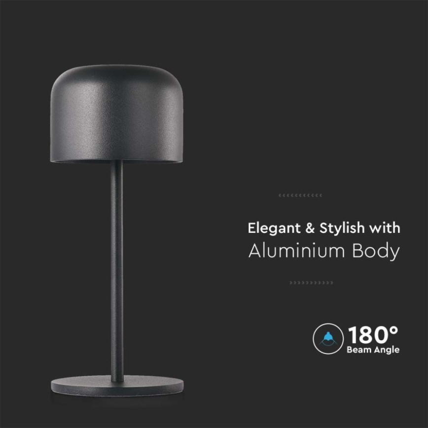 LED dimmbare, wiederaufladbare Touch-Tischlampe LED/1,5W/5V 2700-5700K IP54 2200 mAh schwarz