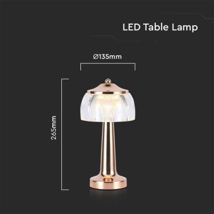 LED dimmbare, wiederaufladbare Touch-Tischlampe LED/1W/5V 3000-6000K 1800 mAh Roségold