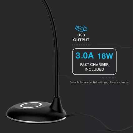LED Dimmbare Tischlampe LED/5W/230V mit drahtloser Speisung