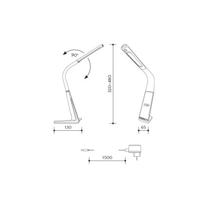 Dimmbare LED-Tischlampe mit kabelloser Ladefunktion und Bewegungssensor LORD EVO LED/8W/230V 3000K/4500K/6000K schwarz
