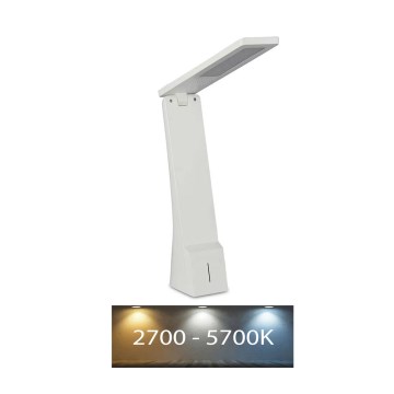LED Dimmbare Tischlampe USB LED/4W/5V 1200 mAh 2700K-5700K weiß/silber