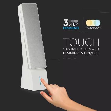 LED Dimmbare Tischlampe USB LED/4W/5V 1200 mAh 2700K-5700K weiß/silber