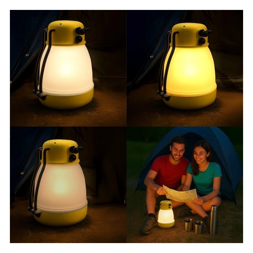 Dimmbare, tragbare, wiederaufladbare LED-Lampe mit Powerbank-Funktion LUMINA MINIO LED/5V 1800 mAh IP44, gelb