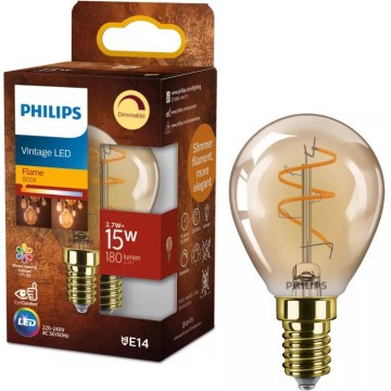 LED dimmbare VINTAGE-Glühbirne Philips P45 E14/2,7W/230V 1800K