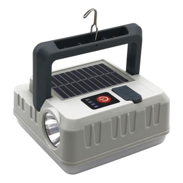 LED dimmbare wiederaufladbare Solarlampe mit Powerbank-Funktion LED/1W/5,5V 8000K IPX4 1200 mAh grau