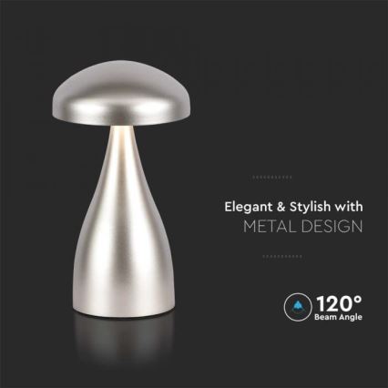 LED dimmbare wiederaufladbare Touch-Tischlampe LED/1W/5V 3000-6000K 1800 mAh silber