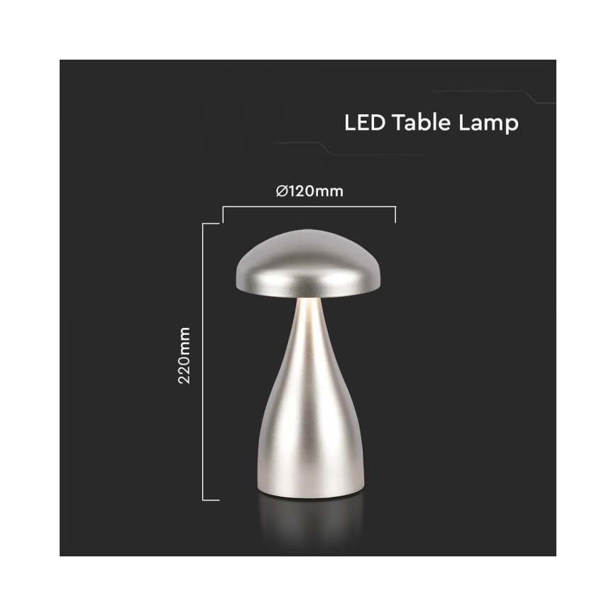 LED dimmbare wiederaufladbare Touch-Tischlampe LED/1W/5V 3000-6000K 1800 mAh silber