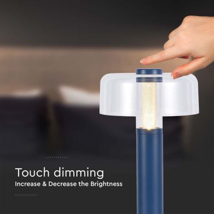 LED dimmbare, wiederaufladbare Touch-Tischlampe LED/1W/5V 3000K 1800 mAh blau