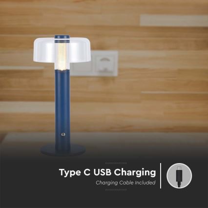 LED dimmbare, wiederaufladbare Touch-Tischlampe LED/1W/5V 3000K 1800 mAh blau