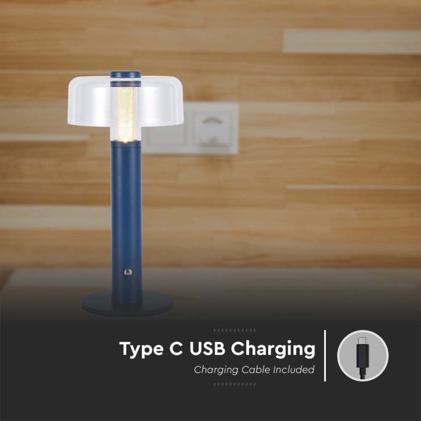 LED dimmbare, wiederaufladbare Touch-Tischlampe LED/1W/5V 3000K 1800 mAh blau