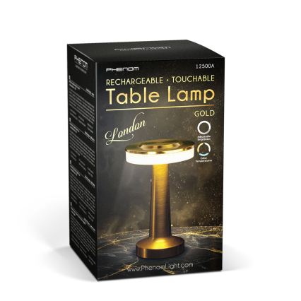 Dimm- und wiederaufladbare LED-Tischlampe LONDON LED/2W/5V 2700K/4000K/6500K 400 mAh goldfarben