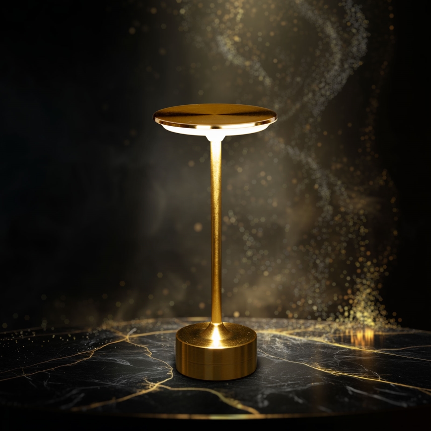 LED-dimmbare, wiederaufladbare Tischlampe NEW YORK LED/1,8 W/5 V 2700 K/4000 K/6500 K 1200 mAh gold