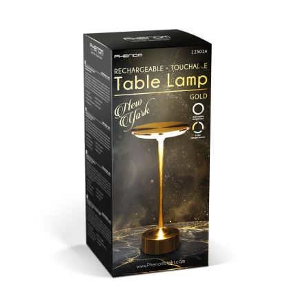 LED-dimmbare, wiederaufladbare Tischlampe NEW YORK LED/1,8 W/5 V 2700 K/4000 K/6500 K 1200 mAh gold