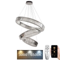 LED dimmbarer Kristall-Kronleuchter an Kabel LED/115W/230V 3000-6500K glänzender Chrom + Fernbedienung