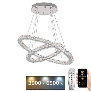 LED dimmbarer Kristall-Kronleuchter an Kabel LED/115W/230V 3000-6500K Silber + Fernbedienung