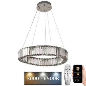 LED dimmbarer Kristall-Kronleuchter an Kabel LED/40W/230V 3000-6500K glänzender Chrom + Fernbedienung