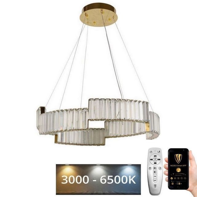 LED dimmbarer Kristall-Kronleuchter an Kabel LED/40W/230V 3000-6500K gold + Fernbedienung