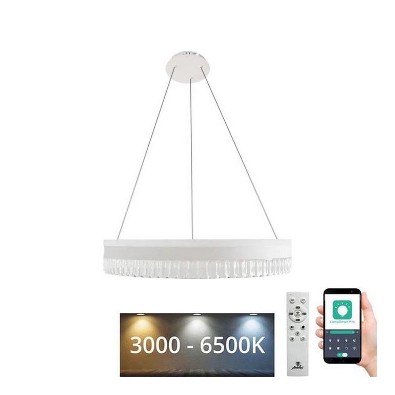 LED dimmbarer Kristall-Kronleuchter an Kabel LED/80W/230V 3000-6500K Weiß + Fernbedienung