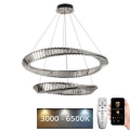 LED dimmbarer Kristall-Kronleuchter an Kabel LED/90W/230V 3000-6500K glänzender Chrom + Fernbedienung