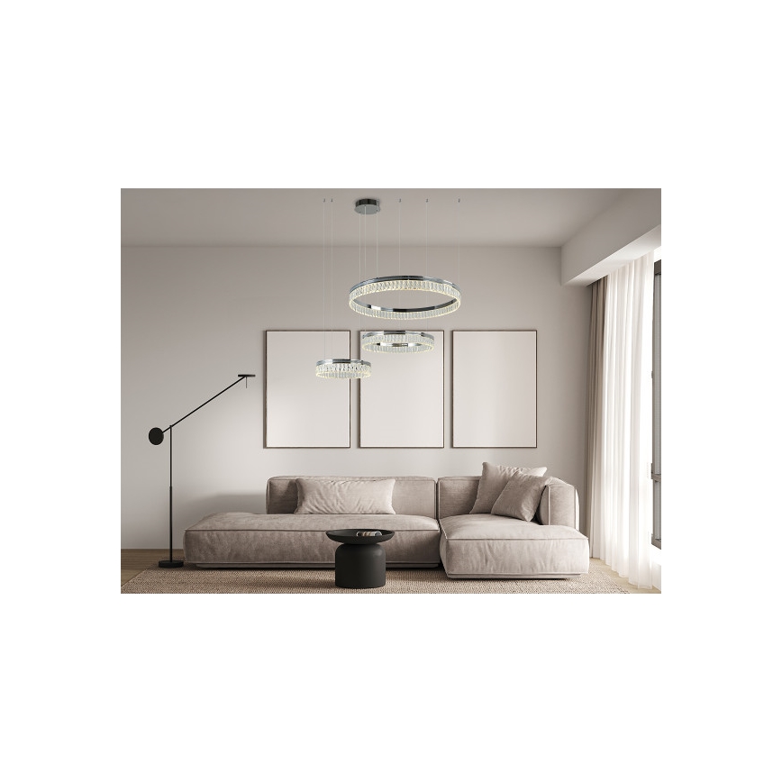 LED-dimmbarer Kristall-Pendelleuchter an Stahlseil THALIA LED/120W/230V 3000-6000K + Fernbedienung