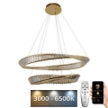 LED dimmbarer Kristall-Pendelleuchter an Seil LED/90W/230V 3000-6500K Gold/Chrom + Fernbedienung