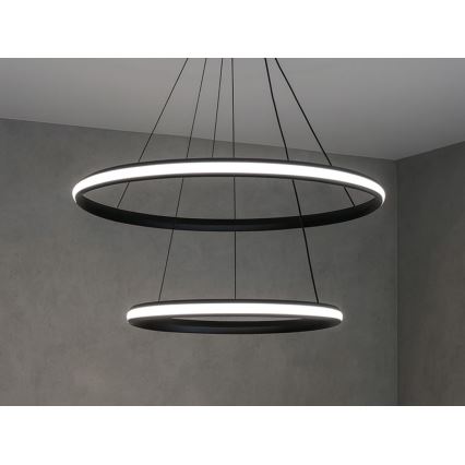 LED-dimmbare Pendelleuchte mit Seilaufhängung, 90 W / 230 V, 3000–6500 K, Ø 60 cm + Fernbedienung