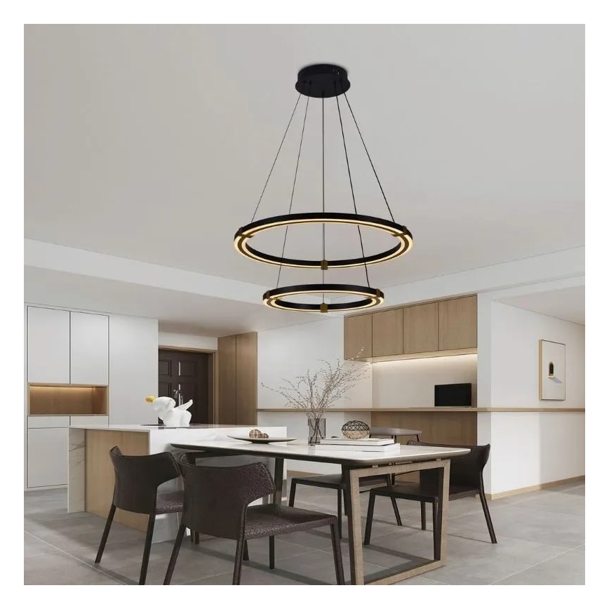 LED dimmbare Hängeleuchte an Seil LED/130W/230V 3000-6500K Ø 60 cm + Fernbedienung