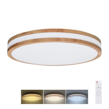 LED Dimmbares Deckenleuchte WOODY LED/48W/230V 3000-6500K Eiche Ø 38 cm + Fernbedienung