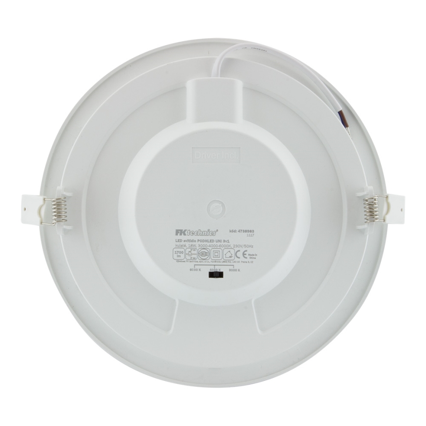 LED Einbaubeleuchtung LED/18W/230V mit Farbtemperaturschalter