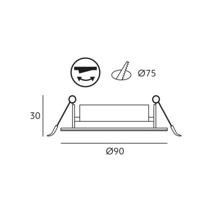 LED-Einbauleuchte BRINO LED/3/5/7W/230V 3000/4000/6500K schwarz