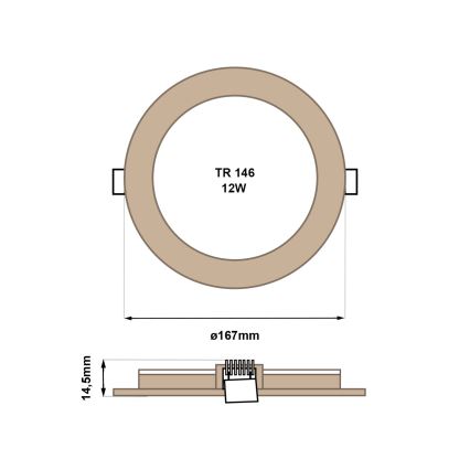 LED-Einbauleuchte CIRCLE LED/12W/230V 4200K d 16,7 cm braun