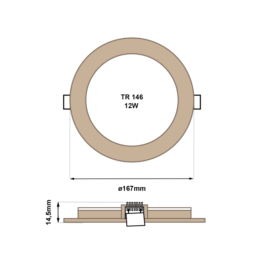LED-Einbauleuchte CIRCLE LED/12W/230V 4200K d 16,7 cm braun