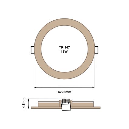 LED-Einbauleuchte CIRCLE LED/18W/230V 4200K d 22 cm braun